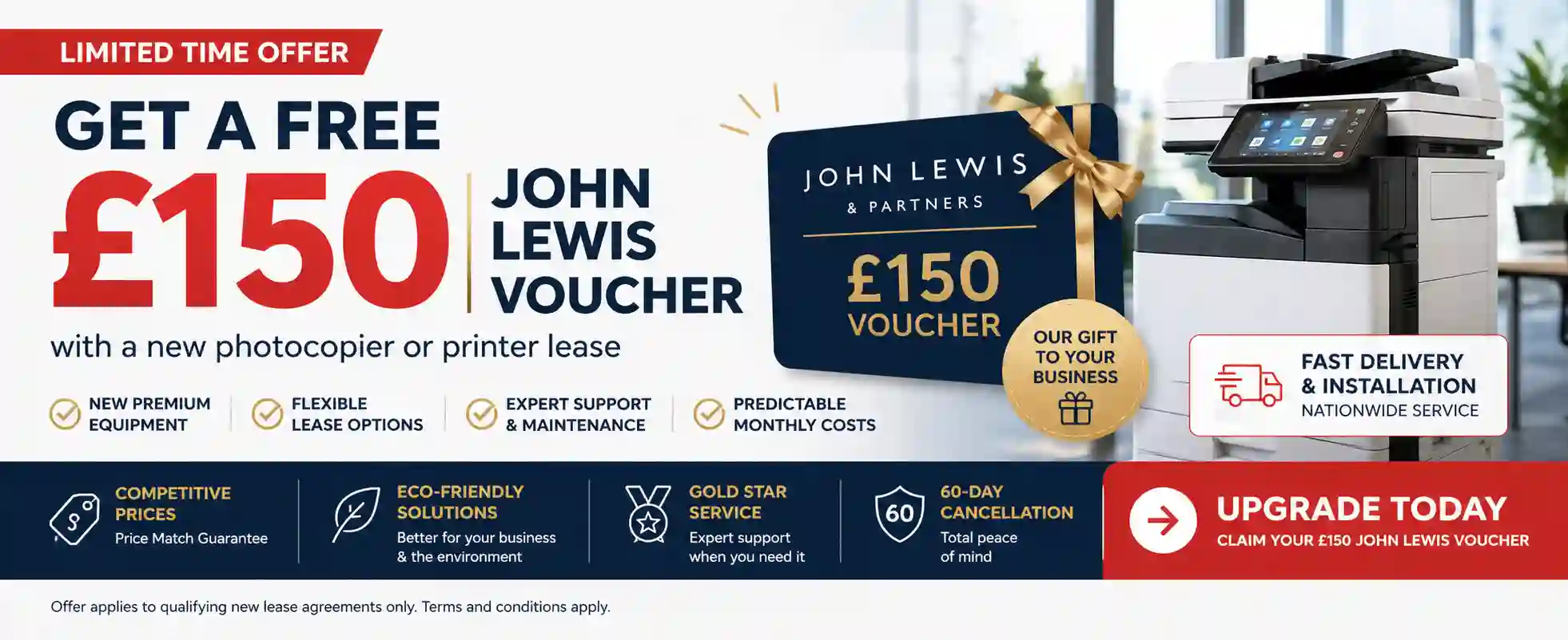 Free £150 John Lewis Voucher with a New Photocopier or Printer Lease
