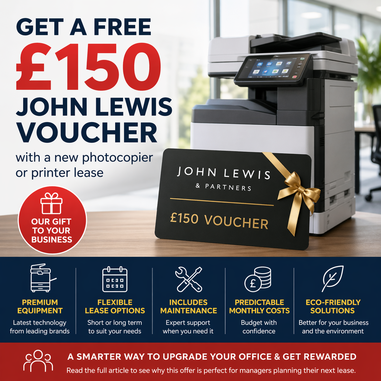 Free 150 john lewis voucher new photocopier printer lease